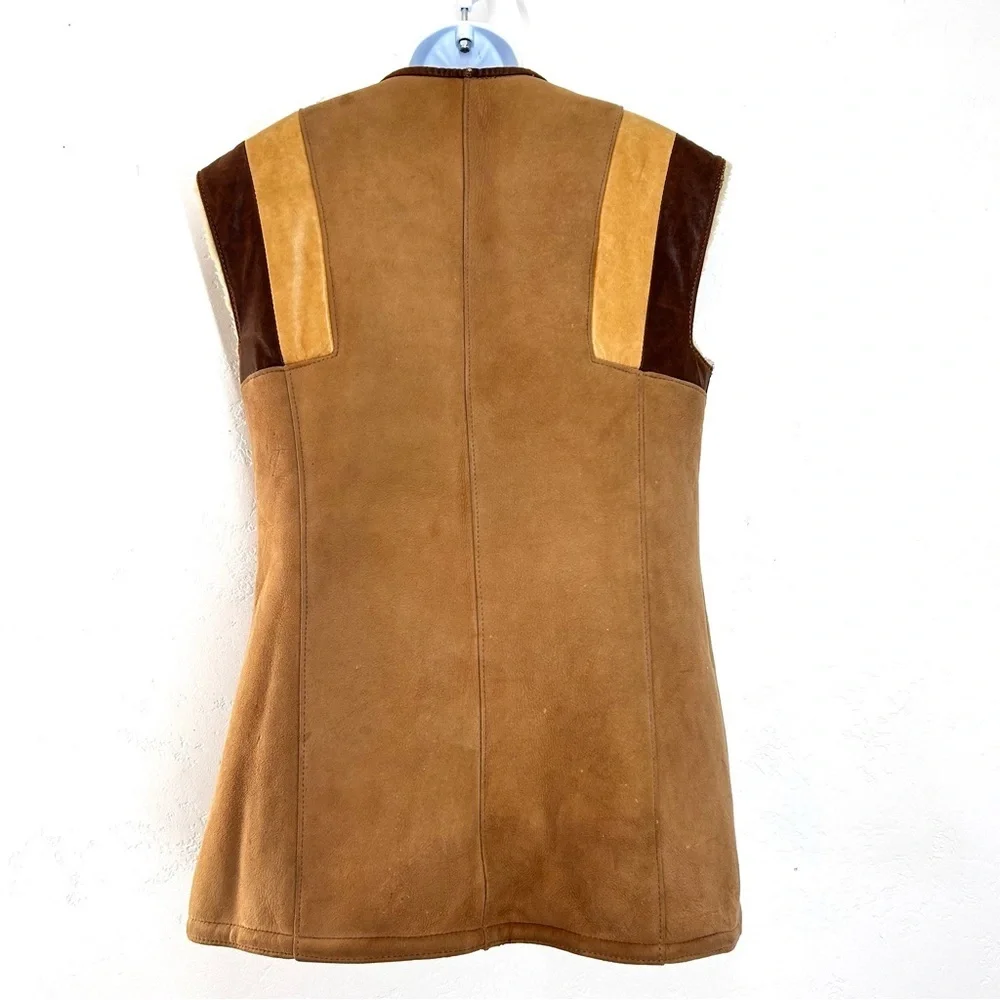 RARE Vintage Abercrombie & Fitch 70/80s Lambskin Suede Vest Tan and Brown 12
